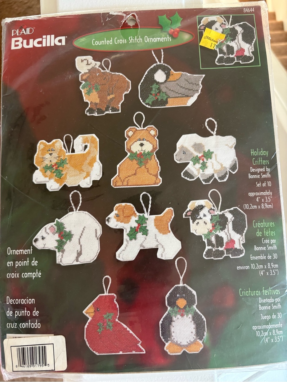 Bucilla Holiday Critters Counted Cross Stitch Ornaments - Multi (Set of 10)